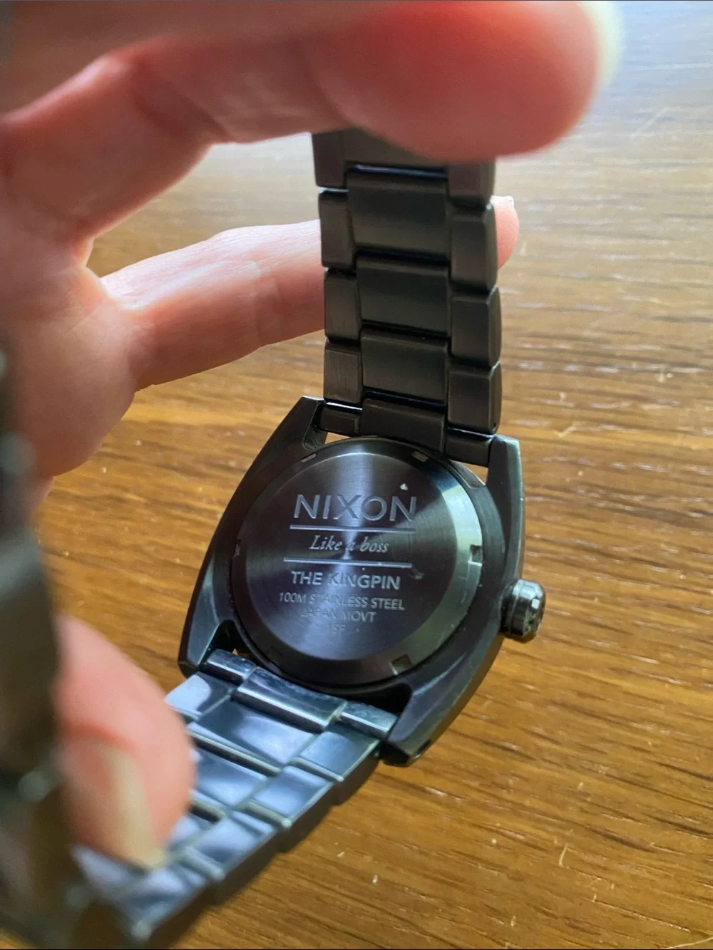 Nixon Black Dial Stainless Steel Watch with Yellow Second Hand